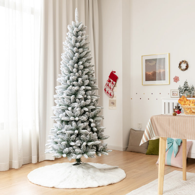Arbre de Noël artificiel blanc effilé, H 6,5 pi