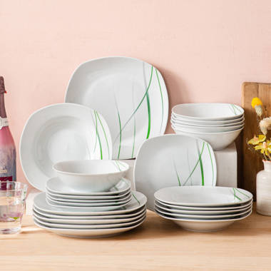 MALACASA Elisa 24-Piece Ceramic Porcelain Tableware Dinner Set