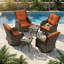 Ensemble de 6 chaises berçantes pivotantes en osier avec coussins orange et tables basses-2111313654
