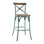 Chaise de bar de style rétro avec cadre en métal antique et siège en bois, parfaite pour les salles à manger classiques et modernes