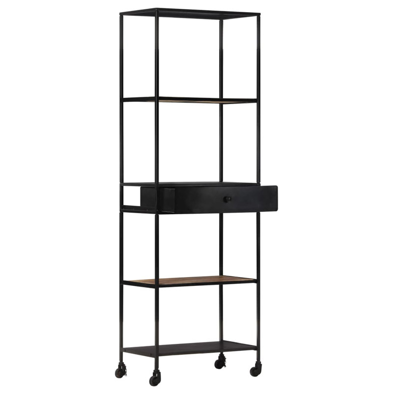 Book Cabinet Rough Mango Wood & Iron, 180cm H x 60cm W x 35cm D