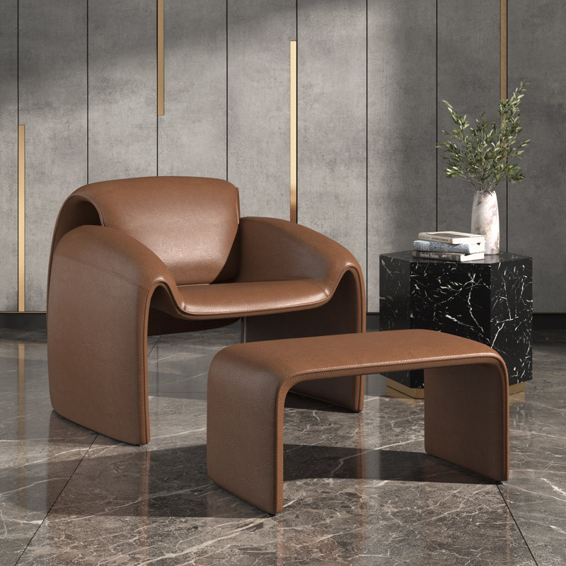 Fauteuil d'appoint et repose-pieds Gainsborough - cuir végétalien brun