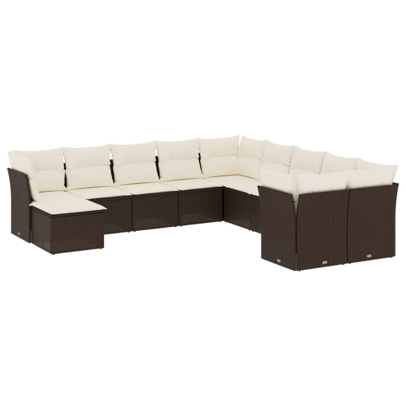 Vidaxl Garden Sofa Set, Cream White, Brown