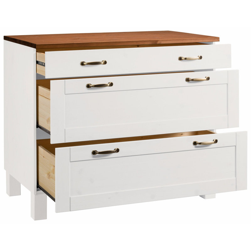 Flintwood 85 cm H Pine Solid Wood Standard Pantry / Tall Cabinet, White/Honey