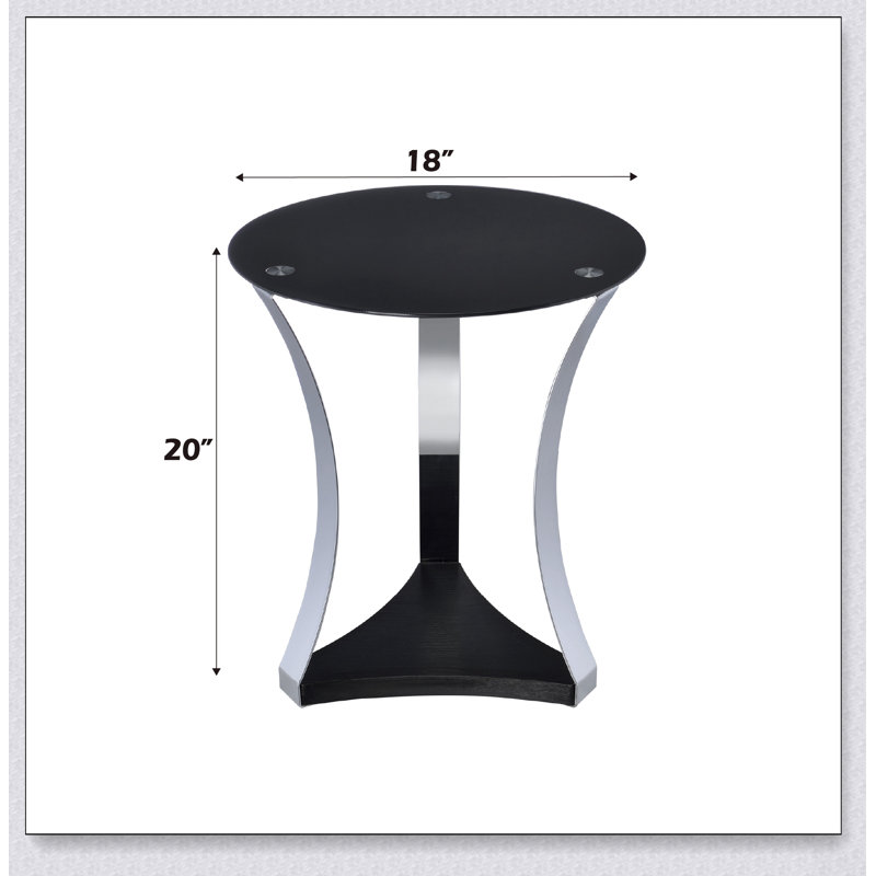 Table de bout ronde moderne en verre avec tablette inférieure ouverte pour un rangement et une présentation supplémentaires, parfaite pour les salons et les chambres à coucher.
