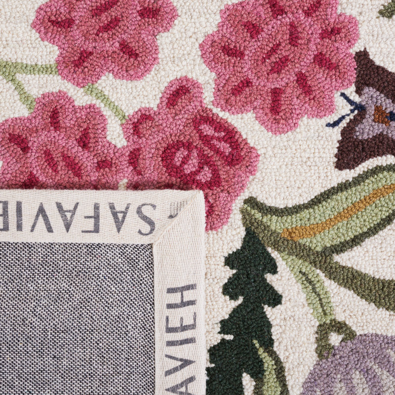 Tapis floral en laine touffeté à la main Jamaine, Rectangle 3 pi 9 po x 5 pi 9 po