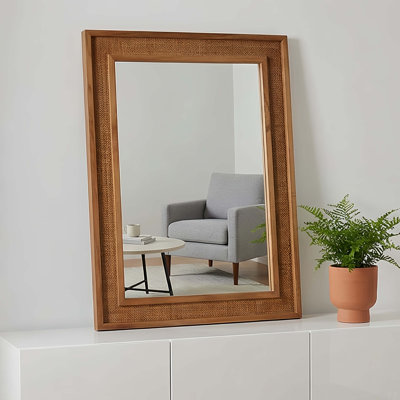 Miroir décoratif en bois massif de style jaunâtre rectangulaire de 20 po x 30 po, pour maison de campagne, salle de bain, décoration intérieure, vestibule
