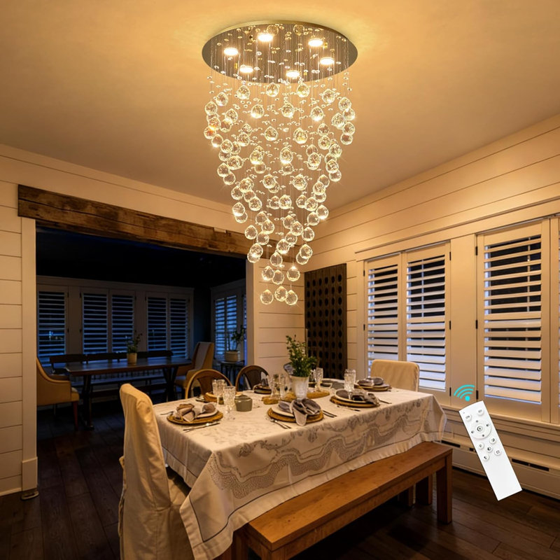 Lustre rond en cristal, Doré, Round Plate