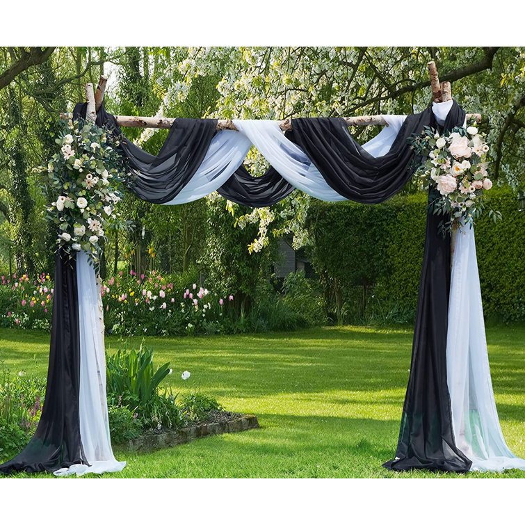 Warm Home Designs Chiffon Wedding Arch Decorations for Rustic Style 2 Scarves: 35 x 288 Each / White & White
