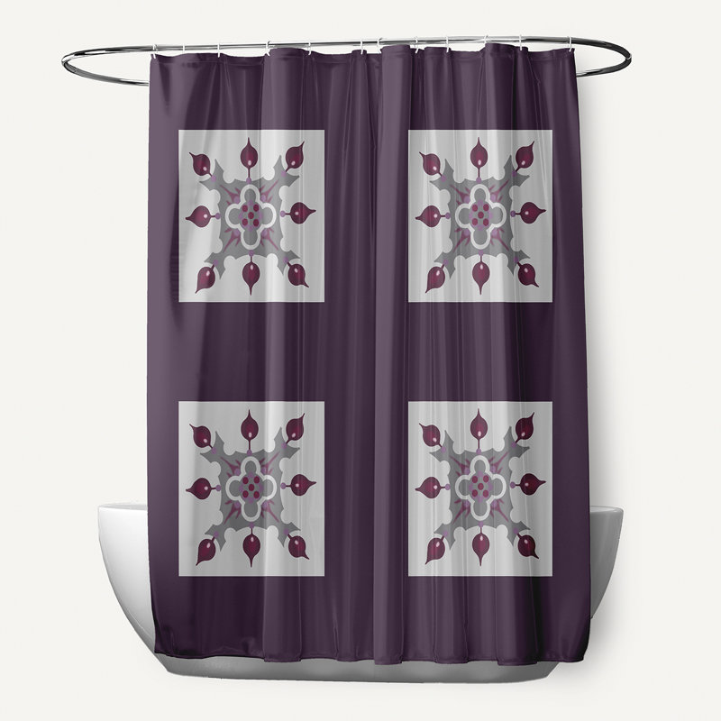 Rideau de douche simple géométrique Anita, Mauve / gris clair