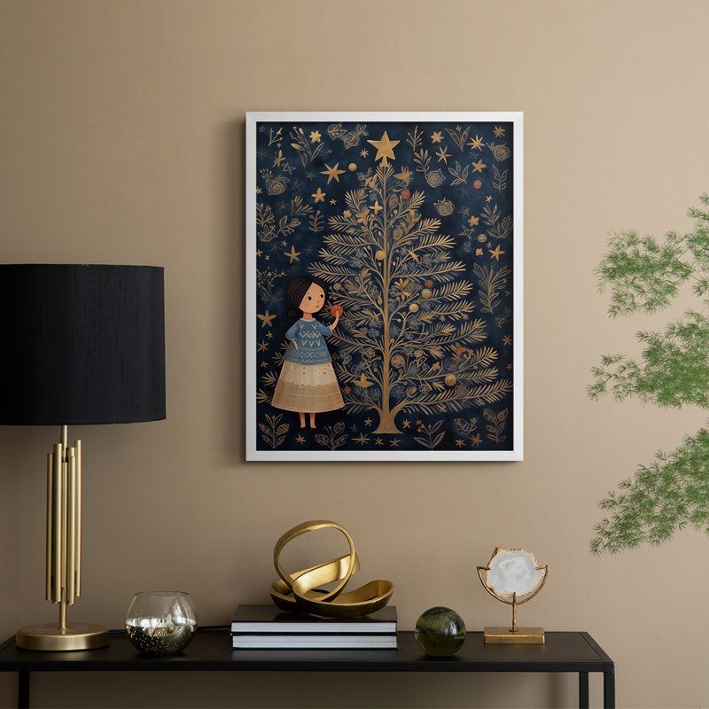 «Christmas Holiday Art DCXLV III», reproduction d'art encadrée - bois massif, H 15 po x l 12 po, Blanc