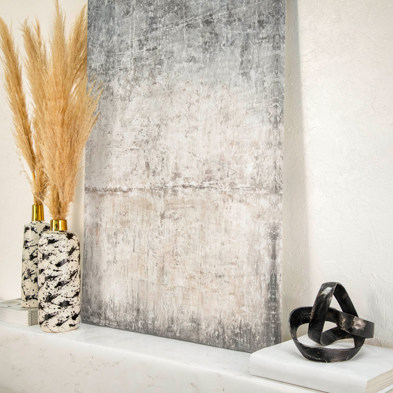 Vase en céramique moderne avec motif abstrait noir et blanc et accent doré - pièce décorative en grès pour un décor contemporain.