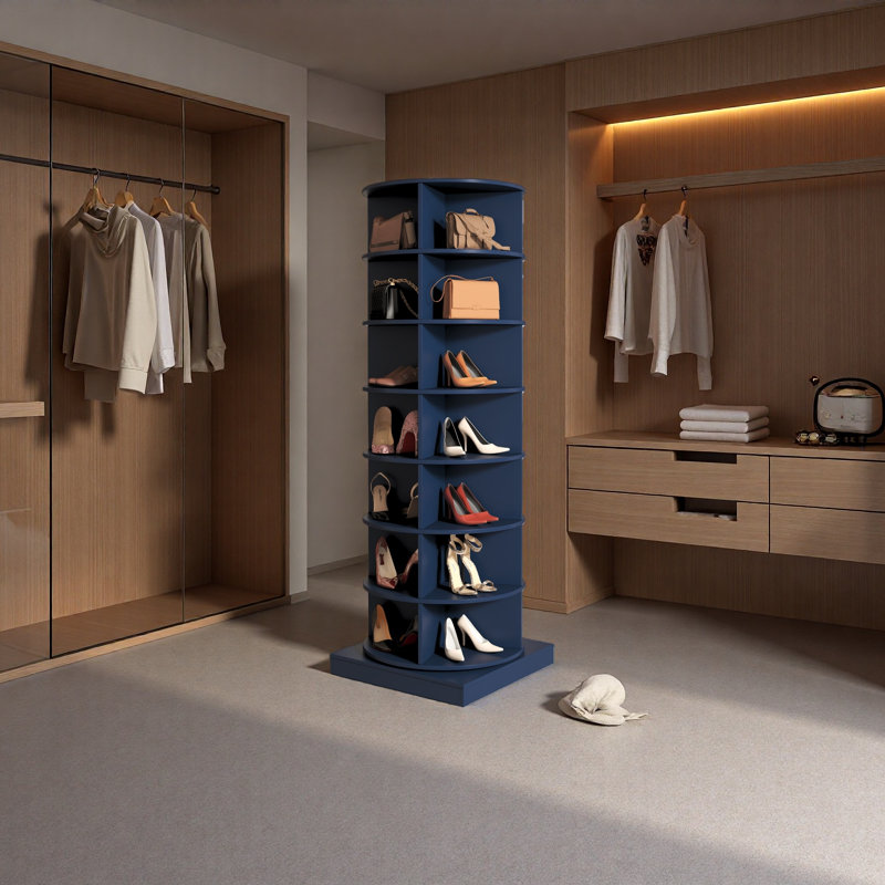 Armoire à chaussures rotative 360 7 niveaux, Bleu, 7