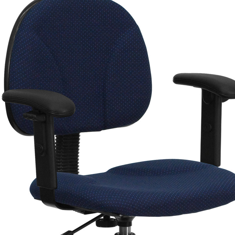 Commercial Adjustable Height Drafting Chair with Adjustable Foot Ring, Navy Blue Patterned, Yes