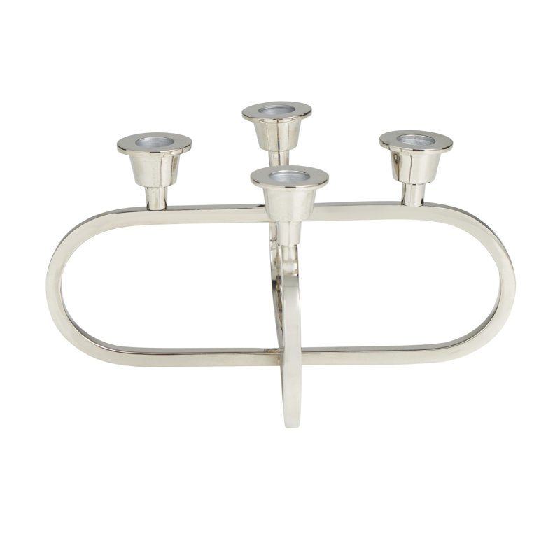 5.6" Aluminum Tabletop Candelabra, Silver