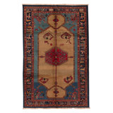 Hand-Knotted High-Quality Red and Blue Area Rug