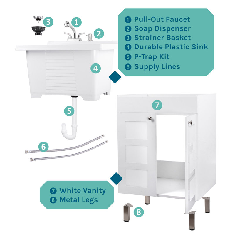Hamdy 24" Single Laundry Room Vanity Set, Chrome