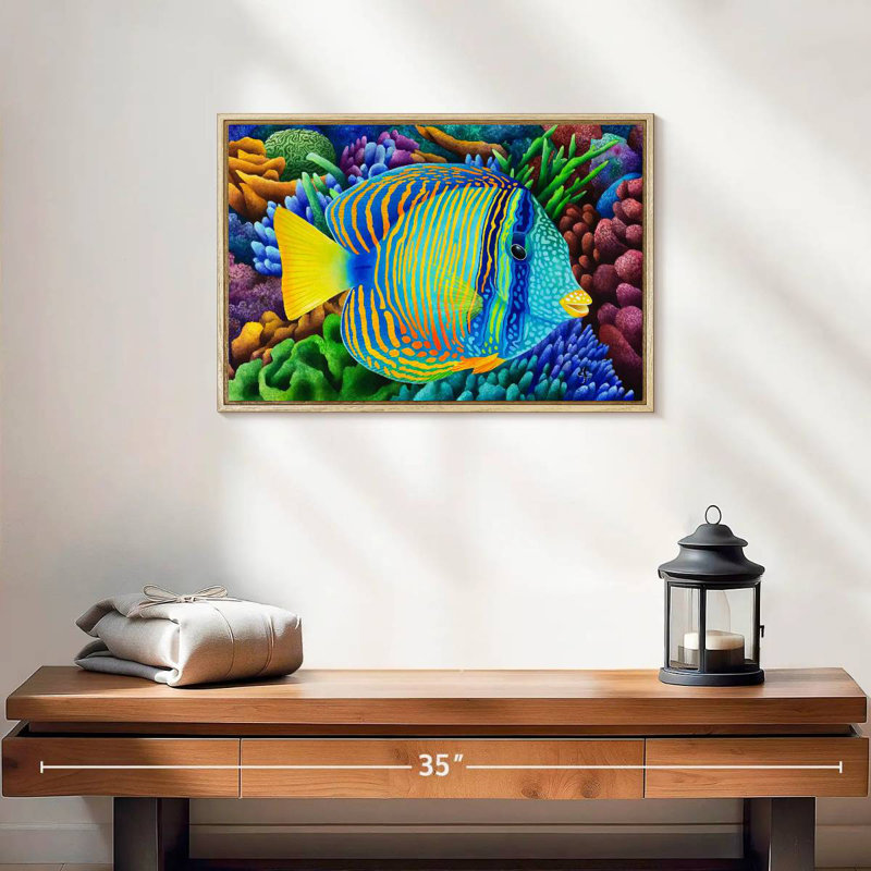 Sailfin Tang, Cadre flottant en bois naturel, 19 po x 13 po
