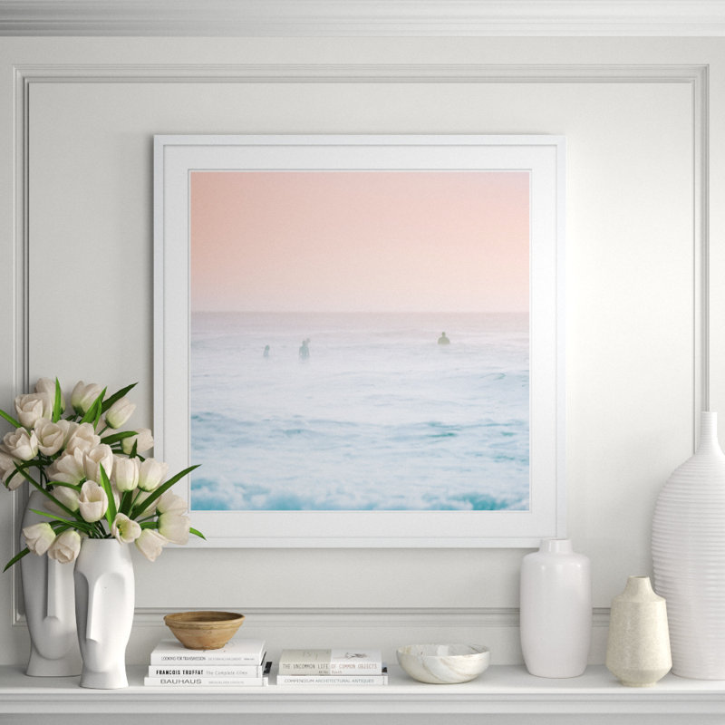 Pink And Blue Beach Sunset Giclee Print, 41.5" H x 41.5" W x 1.75" D