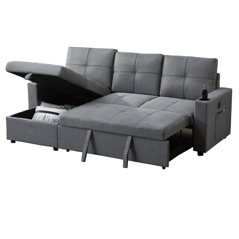 Canapé modulaire Alyea, Velours gris velours