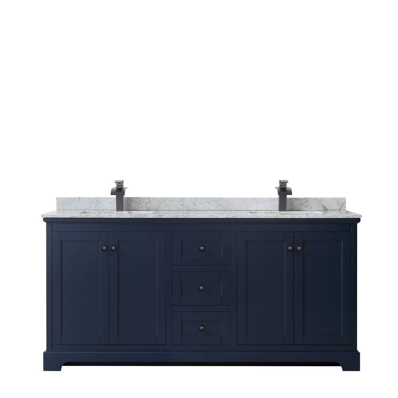 Ensemble de meuble-lavabo double 72 po Avery, Bleu foncé, Noir mat
