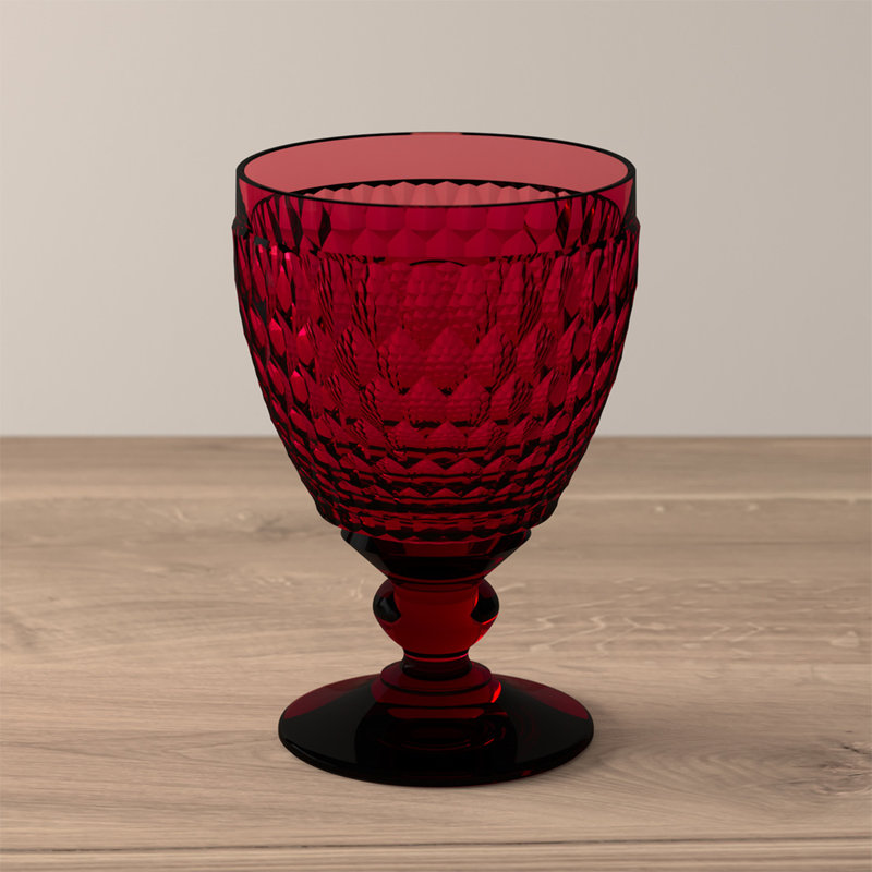 Villeroy & Boch Boston Crystal Water Goblet 11.75 oz, Red, 13.5 oz.