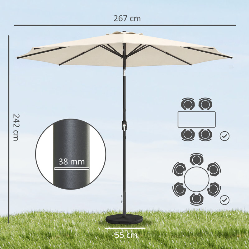 267cm Market Parasol, Cream White