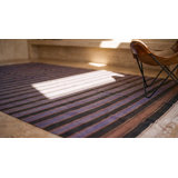 Antique Striped Purple Large Room Size Cotton Dhurrie Flat Woven Rug