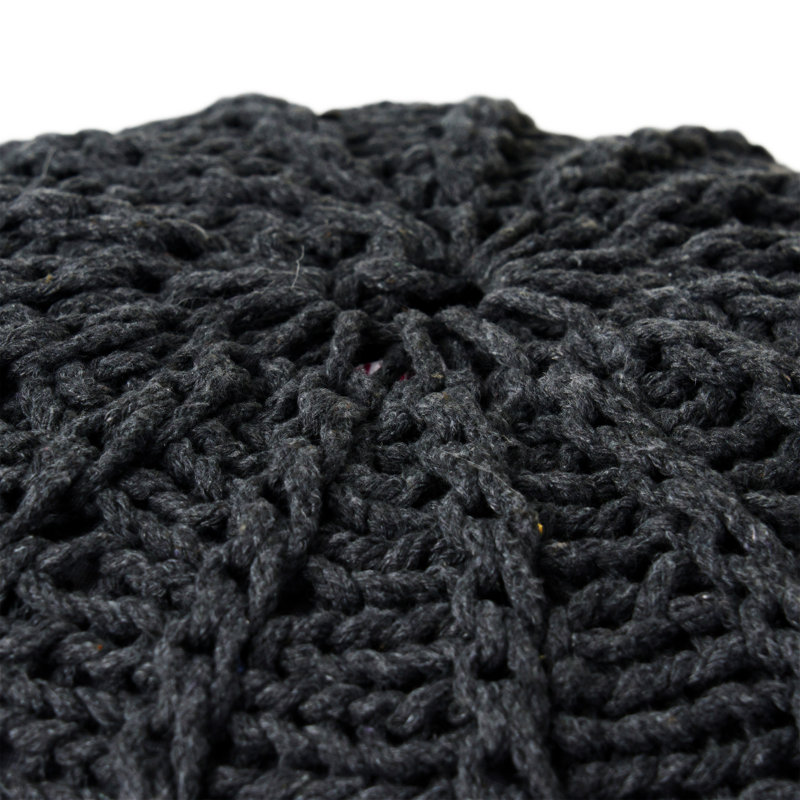 POUF TRICOTÉ, Coton gris foncé