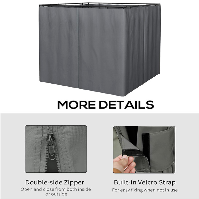 Pabin Inc Gray Polyester Side Wall for Gazebo, 82.67" H x 118" W x 118" D