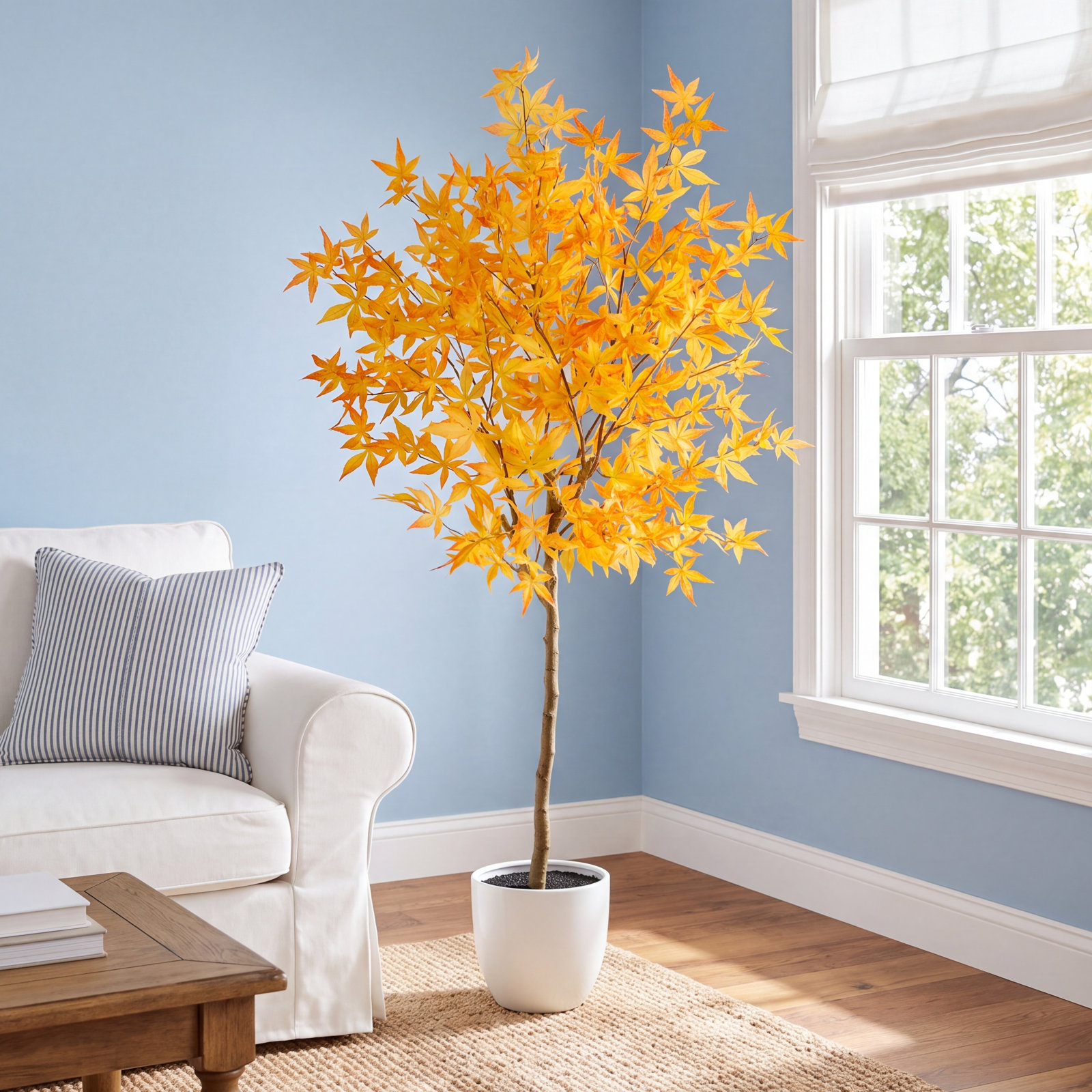 Faux Maple Tree in Freestanding, Yellow, 60" H x 19" W x 12" D