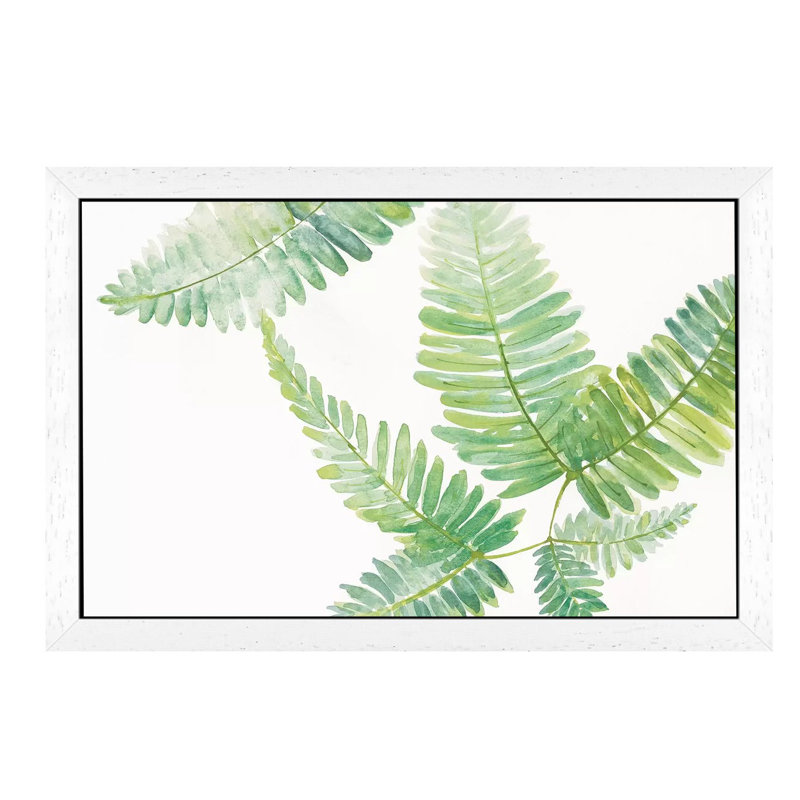 Ferns II by Chris Paschke - Floater Frame Painting on Canvas, White Framed