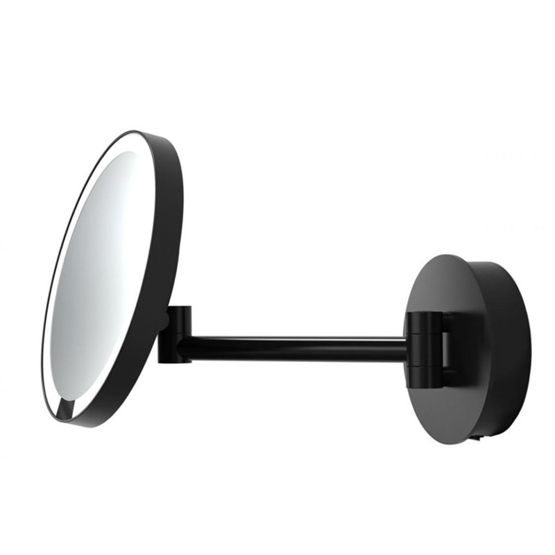 Spiegel Flat Metal Lighted Wall Mirror, Matte Black