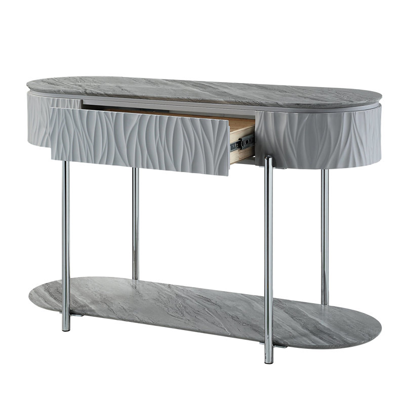 High Gloss Table Gray - 55.01Lb Weight, 15.95In Depth Functional With Drawer Storage And Features Sideboard 30.74In Height Stylish
