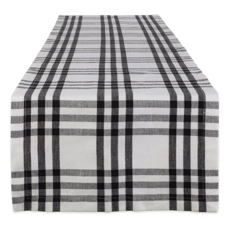 Celerie Check Table Runner, 72" L x 14" W, Black