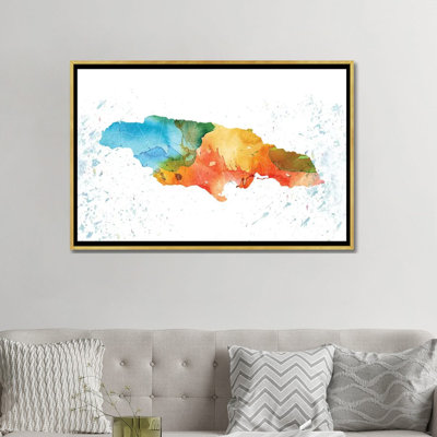 Carte colorée de la Jamaïque - impression d'art graphique