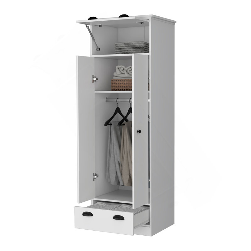 Armoire Linch avec tiroir à charnières, armoire à double porte et 1 tiroir