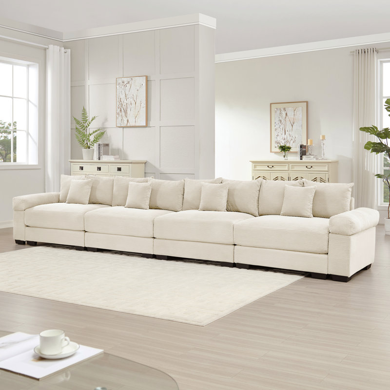 Canapé modulaire surdimensionné de 170 po Cloud, Velours côtelé crème