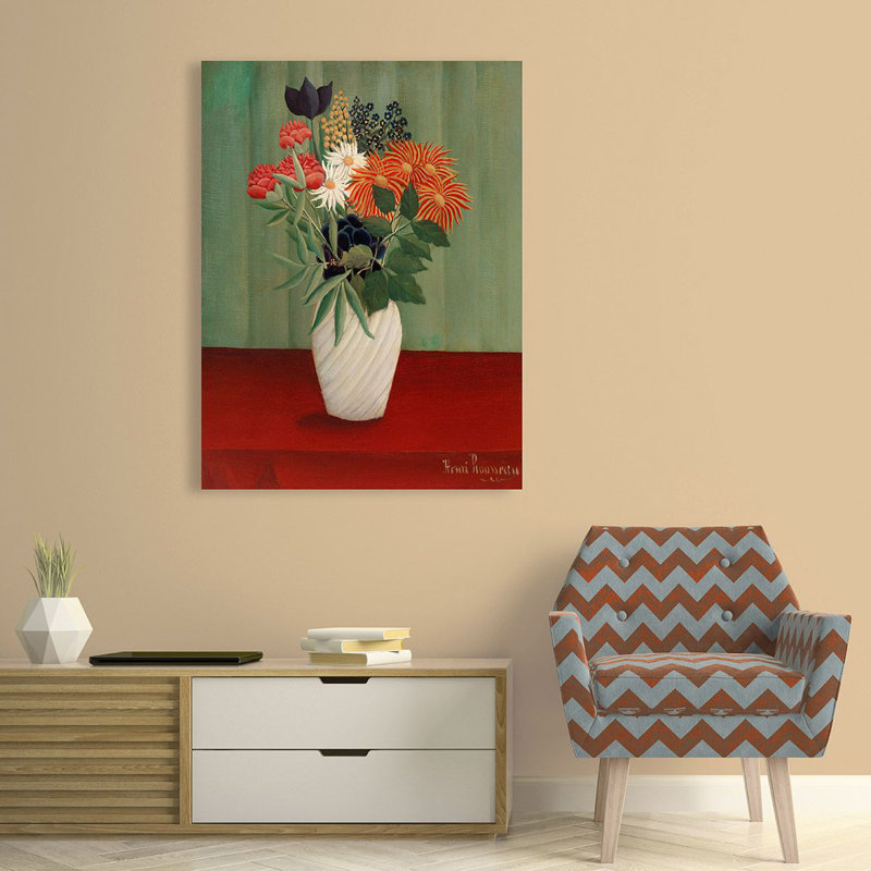 Bouquet of Flowers with China Asters and Tokyos by Henri Rousseau - Wrapped Canvas Painting, 70cm H x 50cm W x 4cm D