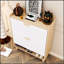 Armoire de rangement pour chaussures 31,5 pouces de style nordique avec 2 tiroirs rabattables, rangement autoportant avec pieds en bois massif pour le vestibule