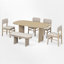 Ensemble de table de salle à manger en bois massif avec banc - Ensemble de table de salle à manger rembourré 6 pièces pour les réunions de famille, style campagne moderne-1827786297