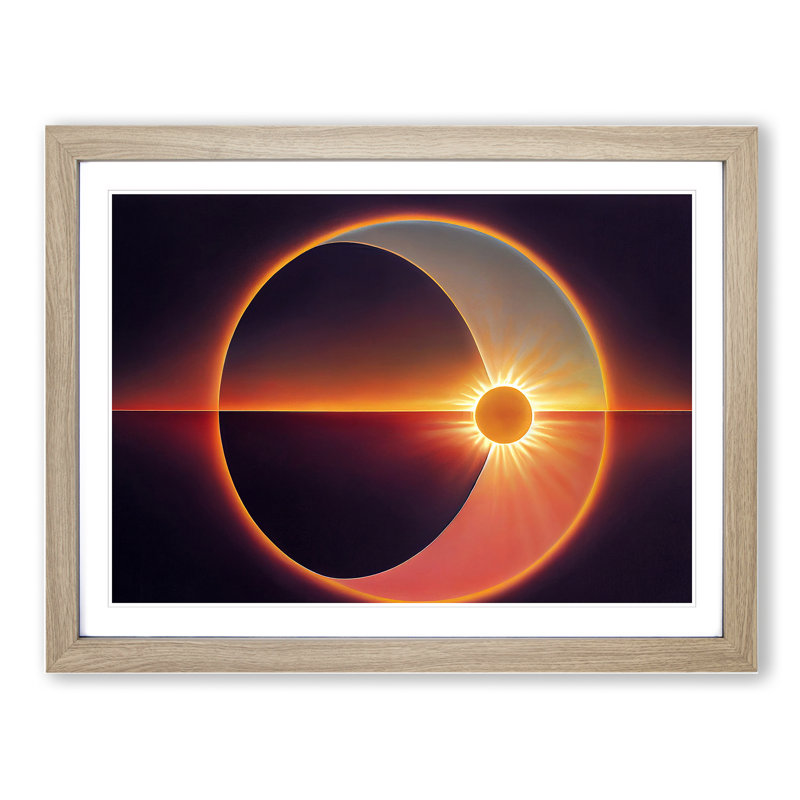 Abstract Sunset Sun Vol.4 - Framed Print, 46cm H x 64cm W x 2cm D, Oak Framed