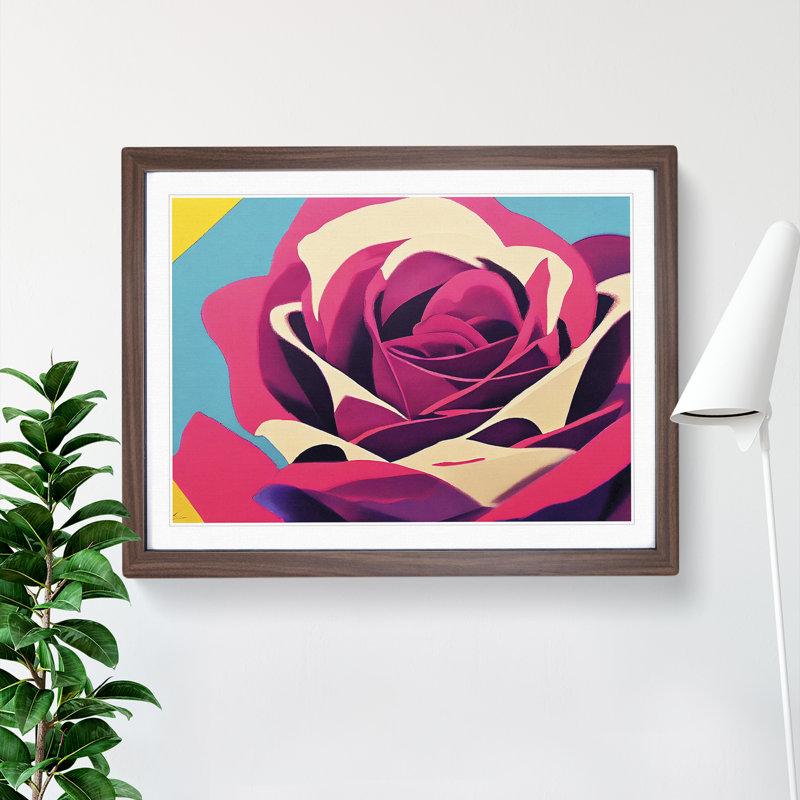 XH1022-7553X Rose Flower Abstract Vol.1 - Single Picture Frame Painting, Walnut , 46cm H x 64cm W x 2cm D