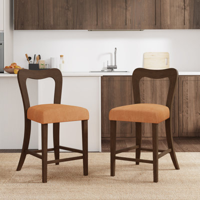 Ensemble de 2 tabourets de comptoir sans accoudoirs (noyer + caramel)