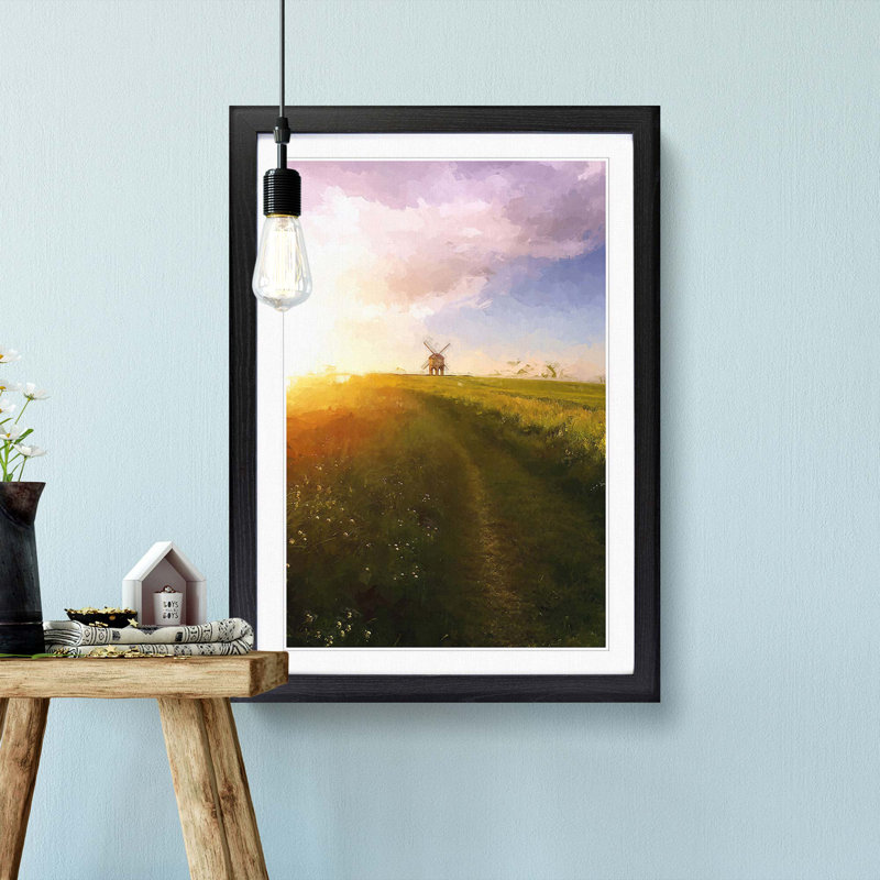 Windmill upon a Hill in Warwickshire in Abstract - Framed Print, 76cm H x 50cm W x 2cm D, Black