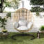 Fauteuil à œufs suspendu surdimensionné pour l'extérieur avec support, coussin et housse de pluie, balancelle de patio en osier de rotin pour jardin, balcon et porche-1974449719