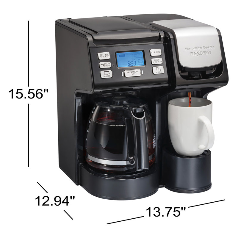 Hamilton Beach® FlexBrew® Trio 2-Way Coffee Maker, Single Serve & Full 12-Cup Pot, Compatible with K-Cup Pods or Grounds