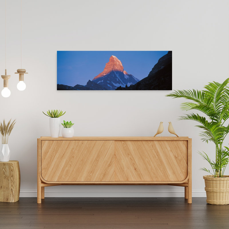 Mont Matterhorn, Zermatt, Suisse, paysage de montagne contemporain abstrait, H 12 po x l 36 po