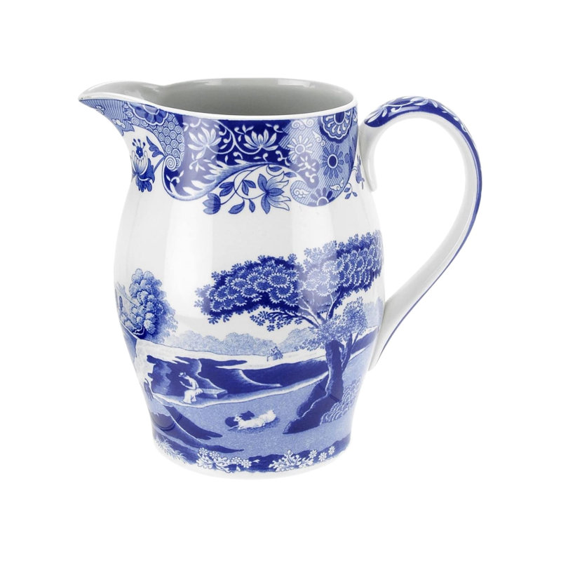 Pichet à eau décoratif en porcelaine de 3,5 pintes avec poignée Spode Blue Italian