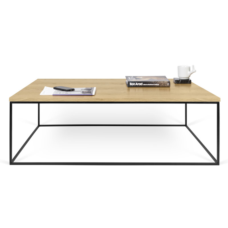 Linkous Solid Coffee Table, Black, Oak